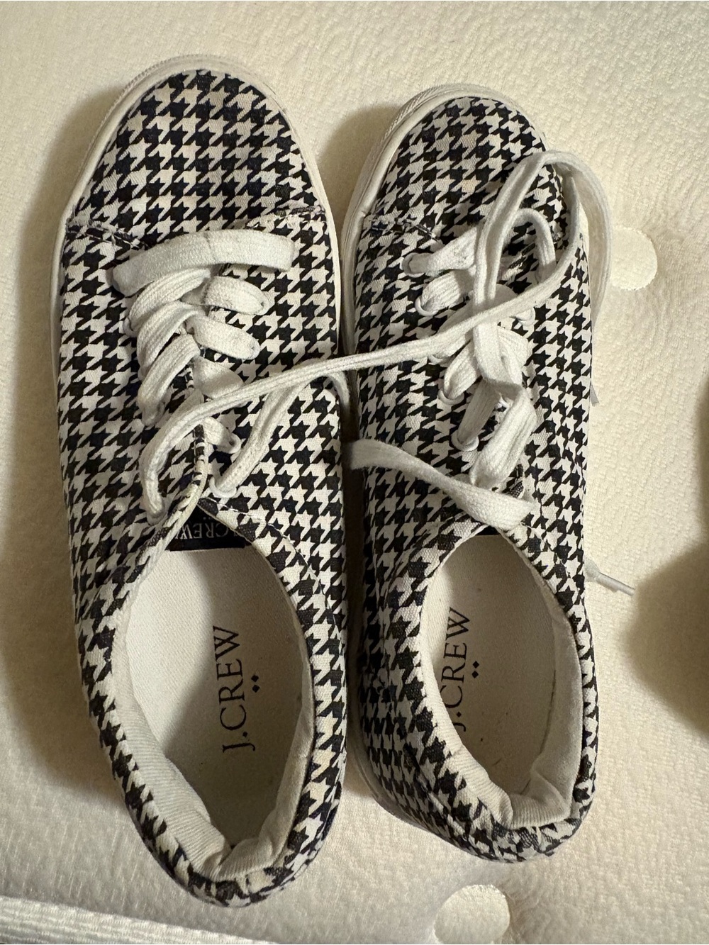 J. Crew Black and White Houndstooth Sneakers